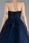 Robe De Fiançailles Grande Taille Longue Bleu Marine ABU4453