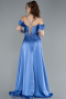 Robe de Soirée Longue Satin Indigo ABU4703
