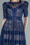 Tenue De Soirée Dantelle Midi Bleu Marine ABK1388