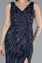 Robe Queue De Poisson Longue Bleu Marine ABU5496