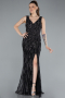 Robe Queue de Poisson Longue Noir ABU5496