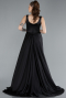 Robe de Soirée Longue Satin Noir ABU4715