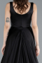 Robe de Soirée Longue Satin Noir ABU4715