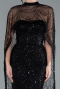 Robe De Soirée Grande Taille Longue Perlé Noir ABU5010