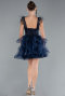 Robe De Fiançaille Courte Bleu Marine ABK2079