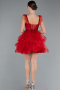 Robe De Fiançaille Courte Rouge ABK2079