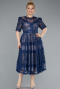 Robe De Soirée Grande Taille Dantelle Midi Bleu Marine ABK1396