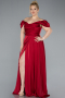 Robe de Soirée Grande Taille Longue Satin Rouge Bordeaux ABU4576