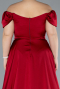 Robe de Soirée Grande Taille Longue Satin Rouge Bordeaux ABU4576