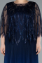 Robe De Soirée Grande Taille Mousseline Longue Bleu Marine ABU4633