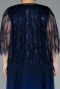 Robe De Soirée Grande Taille Mousseline Longue Bleu Marine ABU4633