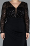 Robe de Soirée Grande Taille Longue Noir ABU4711