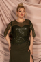 Robe de Soirée Grande Taille Longue Mousseline Kaki ABU4075
