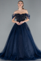 Robe De Soirée De Créateur Longue Bleu Marine ABU4762