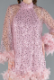 Robe de Cérémonie Courte Squameuse Poudre ABK2202