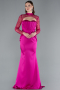 Robe de Soirée Longue Satin Fushia ABU4765