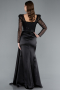 Robe de Soirée Longue Satin Noir ABU4781