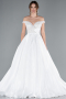 Robes de Mariage Longue Satin Blanc ABG091