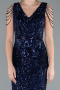 Robe Queue de Poisson Longue Squameuse Bleu Marine ABU3842
