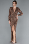Robe de Soirée Longue Squameuse Cuivre ABU4763