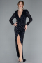 Robe de Soirée Longue Squameuse Bleu Marine ABU4763