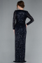 Robe de Soirée Longue Squameuse Bleu Marine ABU4763