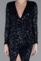 Robe de Soirée Longue Squameuse Bleu Marine ABU4763