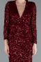 Robe de Soirée Longue Squameuse Rouge Bordeaux ABU4763