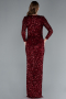 Robe de Soirée Longue Squameuse Rouge Bordeaux ABU4763