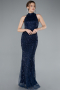 Robe de Soirée Longue Bleu Marine ABU4791