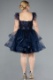 Robe De Fiançailles Grande Taille Courte Bleu Marine ABK2087