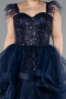 Robe De Fiançailles Grande Taille Courte Bleu Marine ABK2087