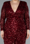 Robe de Soirée Grande Taille Longue Squameuse Rouge Bordeaux ABU4764