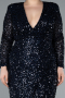 Robe de Soirée Grande Taille Longue Squameuse Bleu Marine ABU4764