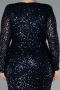 Robe de Soirée Grande Taille Longue Squameuse Bleu Marine ABU4764