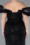 Robe De Fiançailles Grande Taille Longue Perlé Noir ABU4788