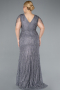 Robe De Soirée Grande Taille Longue Gris ABU4146
