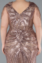 Robe De Fiançailles Grande Taille Longue Cuivre ABU4821