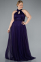 Robe de Soirée Grande Taille Longue Violet Foncé ABU3253