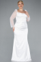 Robe Grande Taille Satin Longue Blanc ABU4670