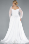 Robe Grande Taille Satin Longue Blanc ABU4670