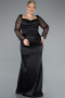 Robe Grande Taille Satin Longue Noir ABU4670