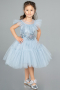 Robe de Soirée Enfants Courte Gris-Indigo ABK2067