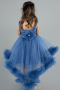 Robe de Soirée Enfants Devant Court Dos Long Indigo ABO112