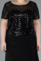 Robe De Soirée Grande Taille Longue Mousseline Noir ABU4806
