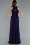 Robe de Soirée Longue Violet Foncé ABU3252