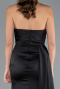 Robe de Soirée Longue Satin Noir ABU4841