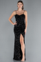 Robe de Soirée Longue Squameuse Noir ABU4842
