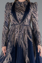 Robe de Soirée Voilée Midi Bleu Marine ABK2311