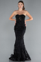 Robe Queue de Poisson Longue Noir ABU5803